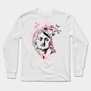 Statue with botanical flowers Long Sleeve T-Shirt